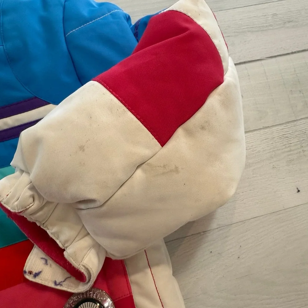 Obermeyer girls white blue pink ski snowboard winter jacket size 4‎